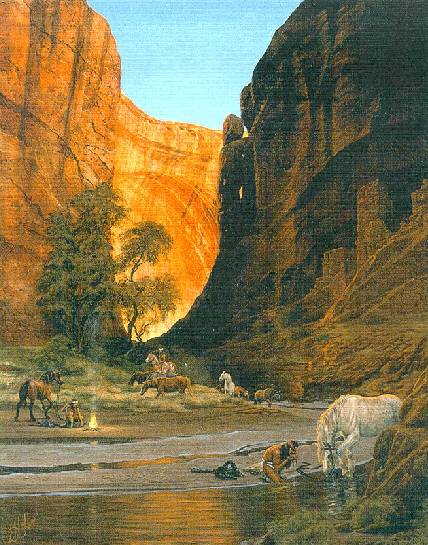 Halte d'indiens au bord de la rivière
